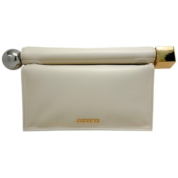 Jacquemus Light Ivory Leather La Petite Pochette Rond Carre Bag - Picture 1 of 11